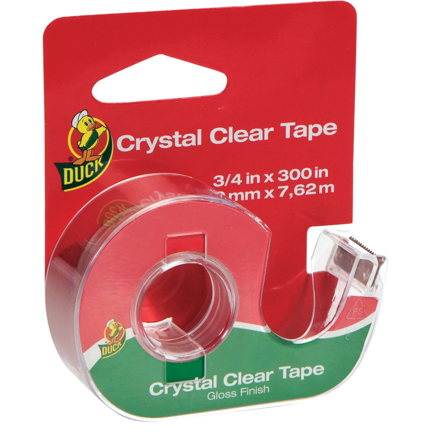 SHURTECH Duck Brand Crystal Clear Tape [Gloss-Finish]: 1/2 in. x 300 ft. (Clear) +with dispenser