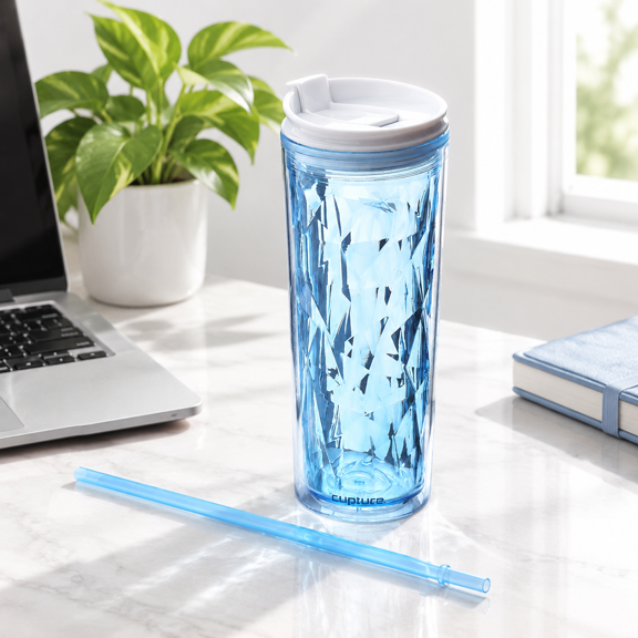 Crystal Click & Seal Shake Tumbler Cup For Hot Or Cold Drinks 1 Count (pack Of 1) Blue 22 Ounce