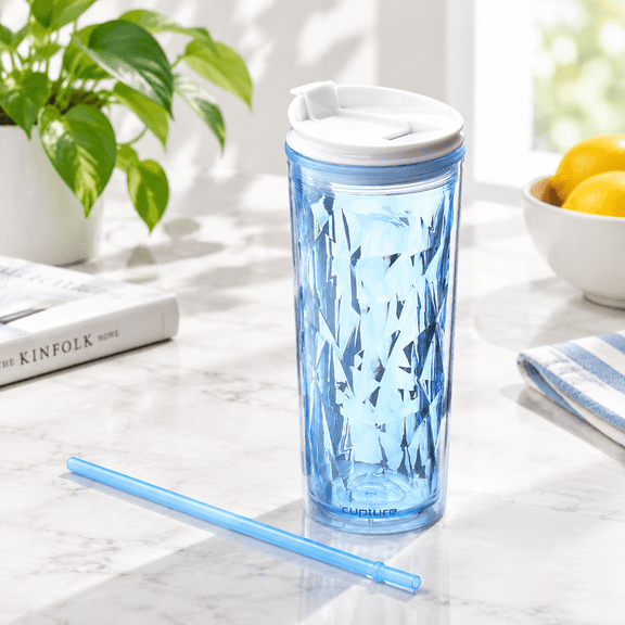 Crystal Click & Seal Shake Tumbler Cup For Hot Or Cold Drinks 1 Count (pack Of 1) Blue 22 Ounce