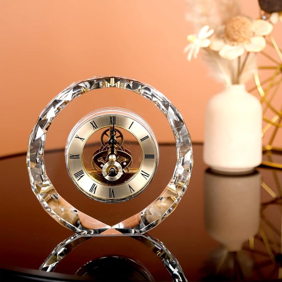 Crystal Clock Gift Birthday Gift Wedding Valentine's Day Gift Quartz Clock,Desk Clock for Boss Send Leader Send Friend Send Teacher