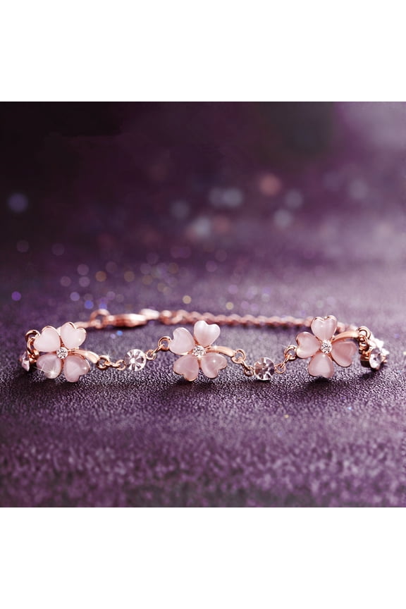 Crystal Clover Bracelet Female Peach Blossom High Sense