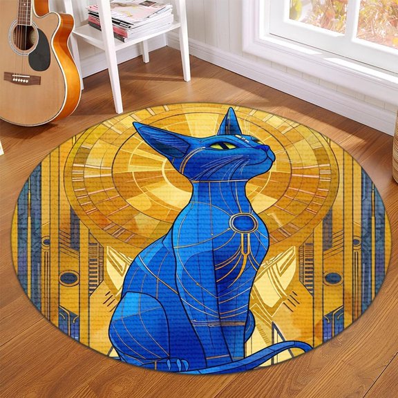 Crystal Cluster Round Area Rug, mystical gemstone circle carpet for bedroom or altar corner, soft washable non-slip floor mat, spiritual witchy décor