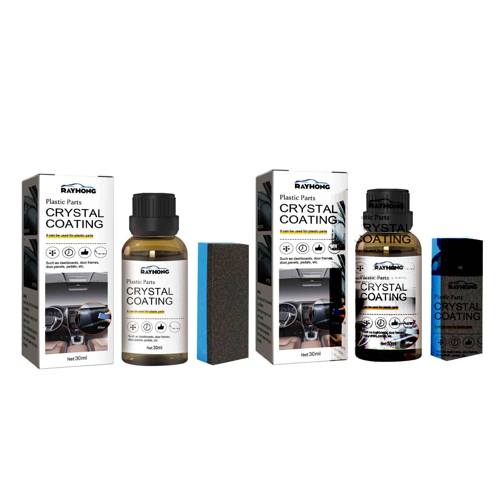 Crystal Coating For Automotive Plastic PartsPlastic Parts Crystal Coating,Automotive Crystal Coating,Crystal Coated Plastic Parts, Long-term Automotive Plastic Parts Care Agent(2x30ML)