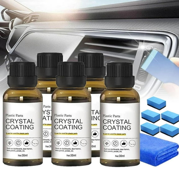Crystal Coating for Car Plastic Parts,Car Headlight Restoration Liquid Plastic Restorer Refurbish Agent With Sponge,Automotive Exterior And Interior Plasticparts Scratch Remover,Car Ceramic Coating