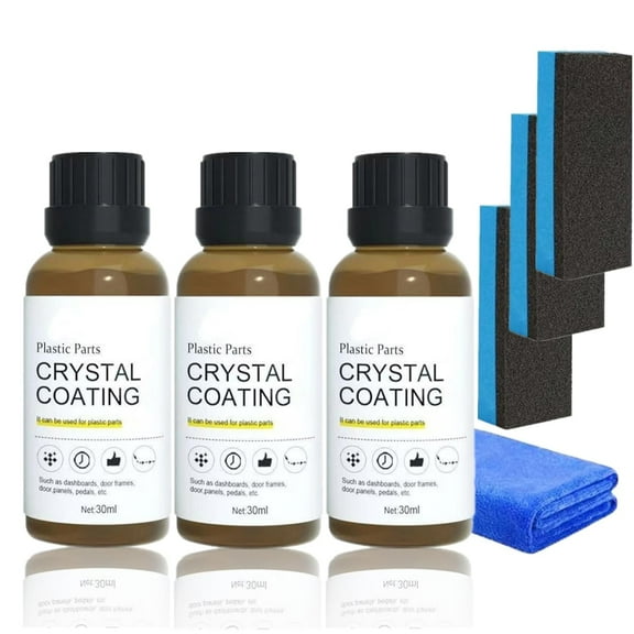 Crystal Coating For Car Plastic Parts - Car Plastic Interior Scratch Remover Plastic Restorer & Scratch Remover Kit With Sponge, Acssart Crystal Coating High Gloss Protective Layer For Automotive,3Set