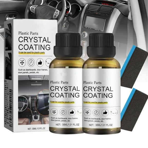 Crystal Coating for Car Plastic Parts, Plastic Restorer Refurbish Agent with Sponge, Automotive Exterior and Interior PlasticParts Scratch Remover, Car Ceramic Coating (2pcs)