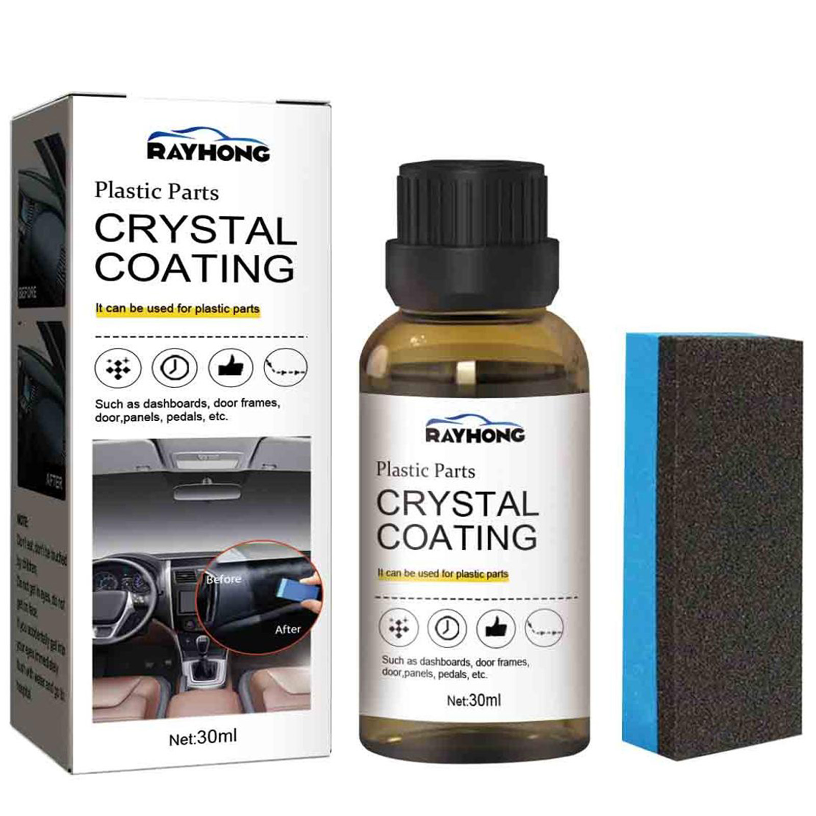 Crystal Coating,Crystal Coating For Car Plastic Parts,Stone Crystal Coating,Plastic Parts Crystal Coating,Easy To Use Car Refresher,Great Gloss Retention(1pc 30ml/1fl.oz)from QiwagFerng