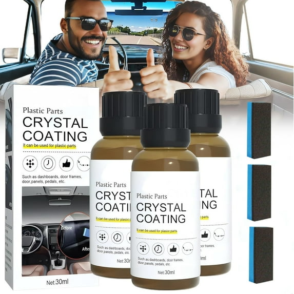 Crystal Coating for Car Plastic Parts - Long Lasting Plastica Interior Refurbishment Restorer with Sponge,Plastica Parts Refresher Agent
