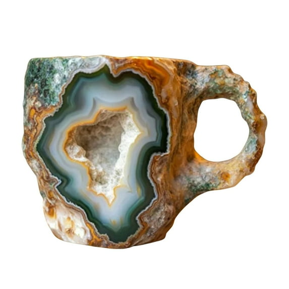 Crystal Coffee Mugs 13.5oz, Natural 3D Mineral Rock Coffee Mugs with Handle, Resin Funny Mug, Translucent Crystal Coffee Mug for Milk Tea Hot Chocolate Home Office Travel, Friendship Gifts