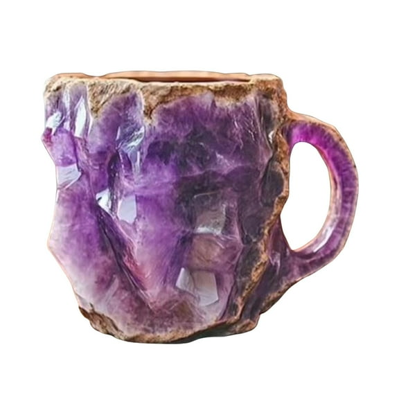 Crystal Coffee Mugs, Elegant Translucent Resin Coffee Mug ,400ml Colorful Mineral Crystal Coffee Mug, 11 OZ, Ergonomic Handle, （Without inner liner)