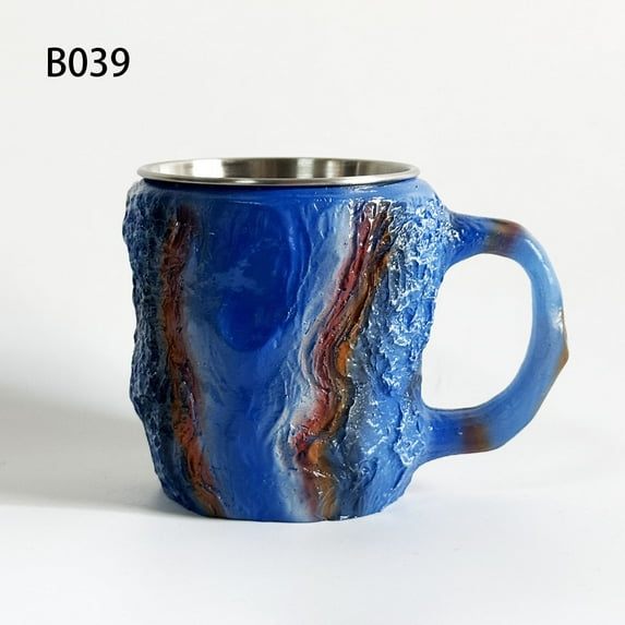Crystal Coffee Mugs, Elegant Translucent Resin Coffee Mug ,400ml Colorful Mineral Crystal Coffee Mug, 11 OZ, Ergonomic Handle, (Without inner liner)
