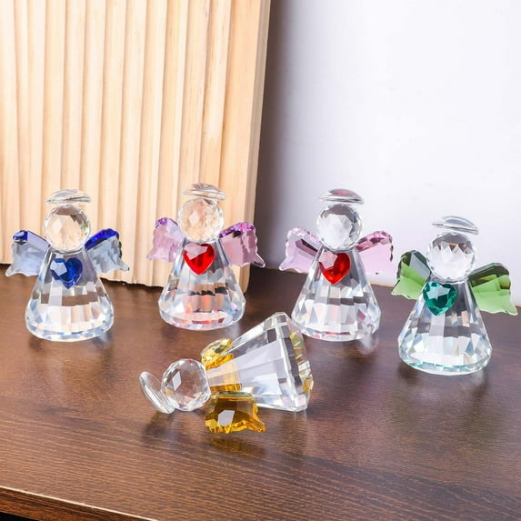 Crystal Collectible Figurine | Polished Glass Art Statue 3-4 Inch | Optical-Grade Crystal Suncatcher Home Décor Gift | Multicolored Light Prism Accent for Women, Living Room, Office, Holidays