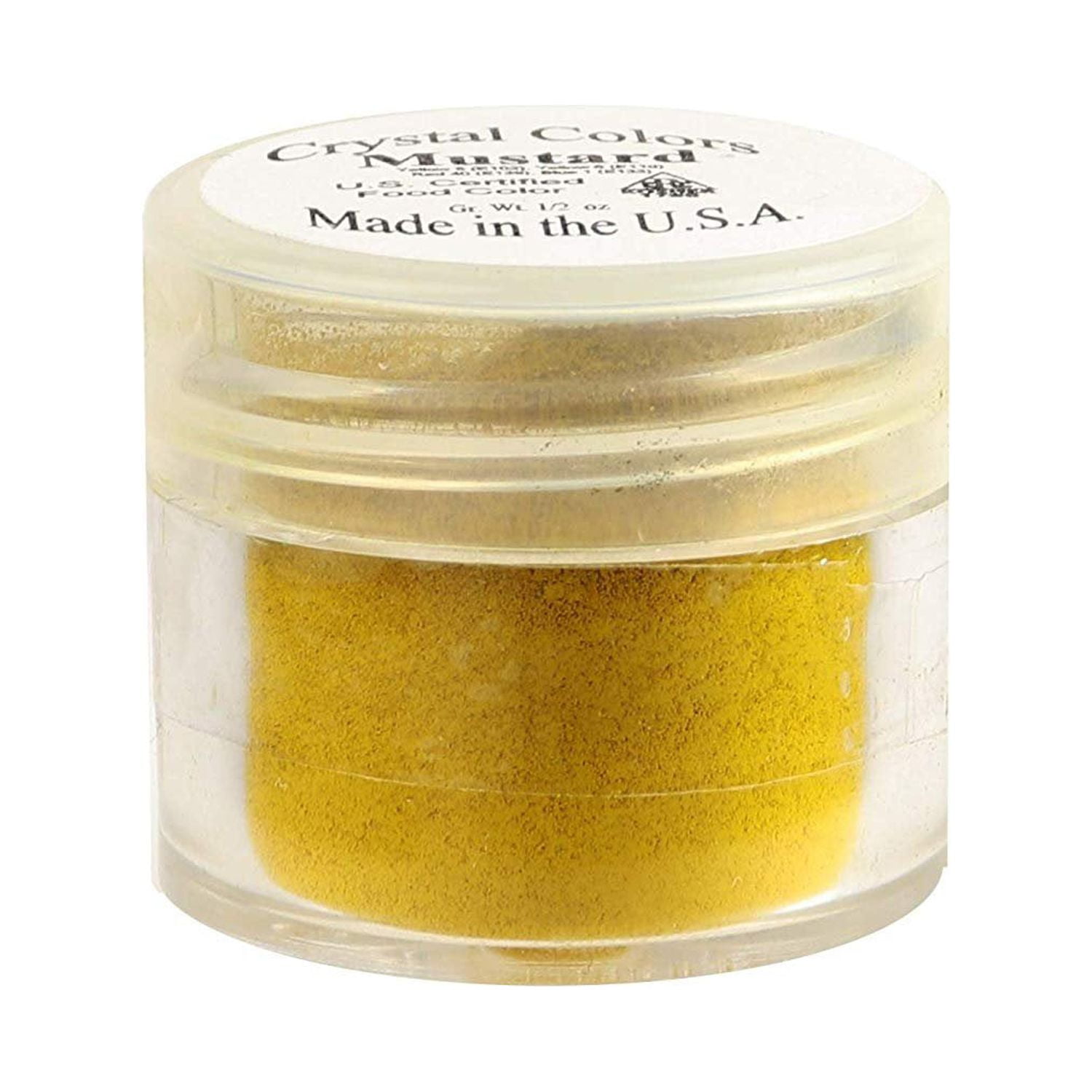 Crystal Color Powder Food Coloring, One Jar of 2.75 Grams Mustard