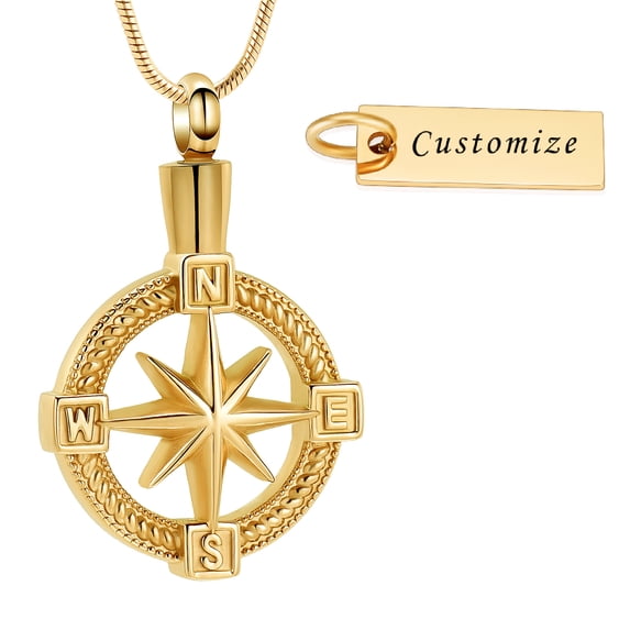 Crystal Compass Urn Necklace for Ashes of Loved Ones Compass Cremation Pendant Jewelry Keepsake Memorial Gifts Ashes Necklace for Women