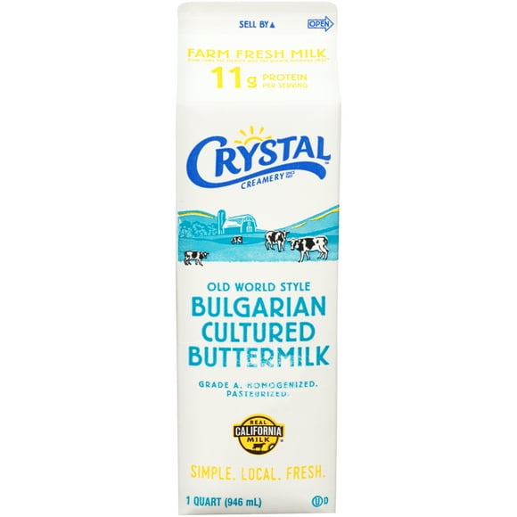 Crystal Creamery Old-World Style Bulgarian Cultured Buttermilk, Quart, Paper, Carton 32 fl oz