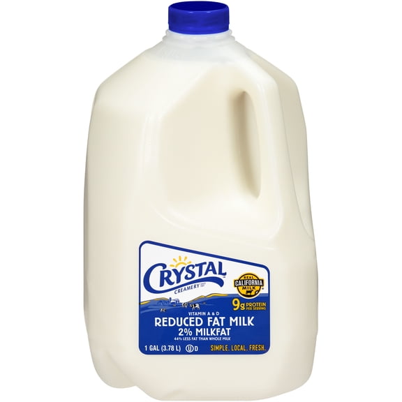 Crystal Creamery, Real California Milk, 2% Reduced Fat, Gluten Free Milk, Plastic Jug, Gallon128 fl oz