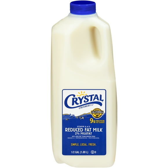 Crystal Creamery, Real California Milk, 2% Reduced Fat Milk, Gluten Free, Plastic Jug, 64 fl oz