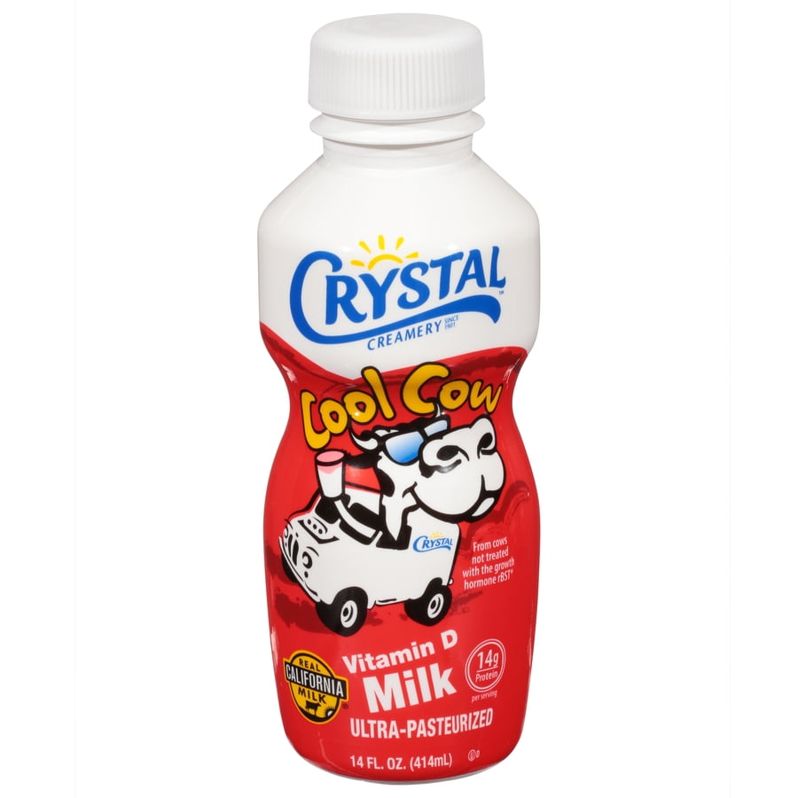 Crystal Creamery Real California Cool Cow Vitamin D Whole Milk, 14 oz Bottle
