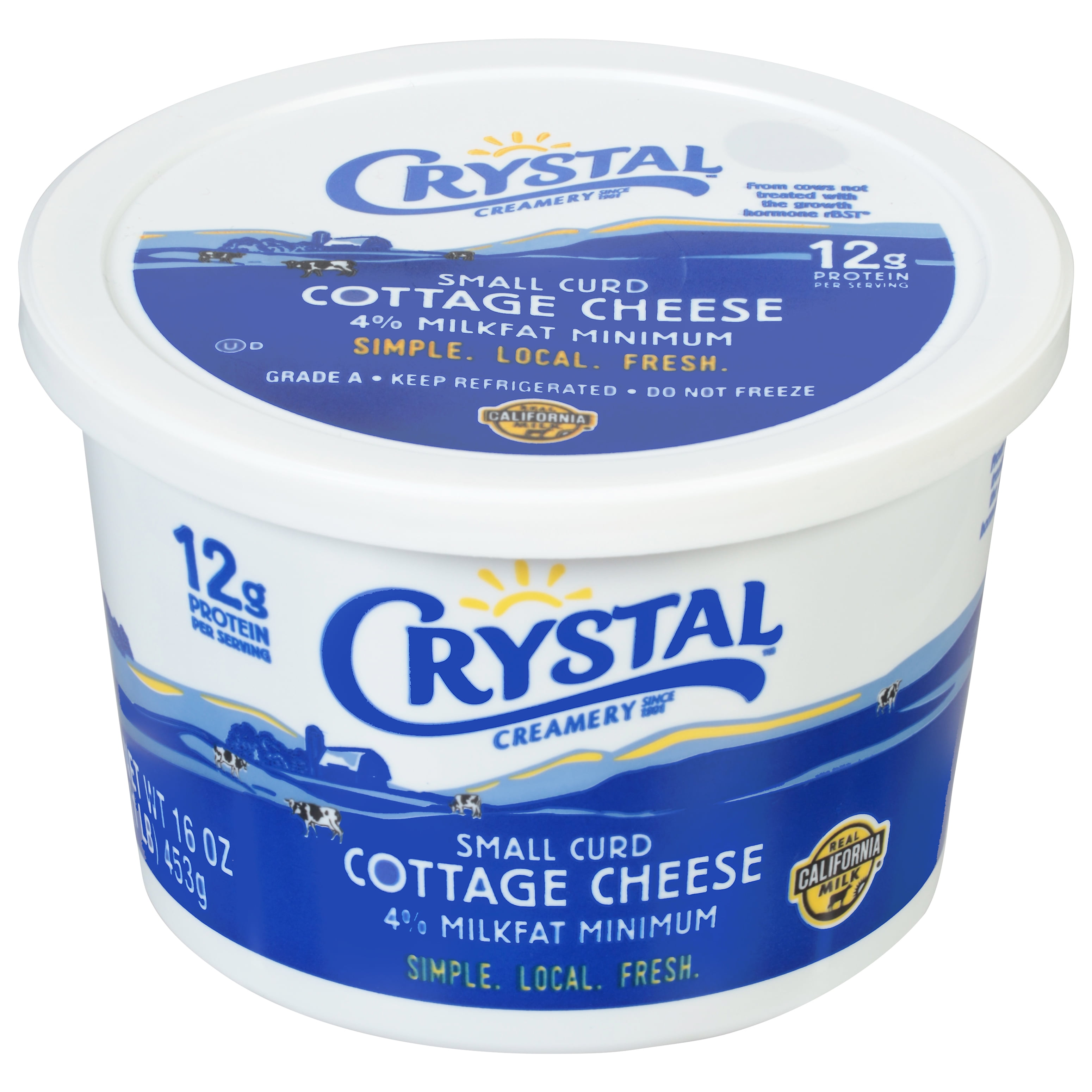 Crystal Creamery 4% Milk Fat Small Curd Cottage Cheese, 16 Oz.