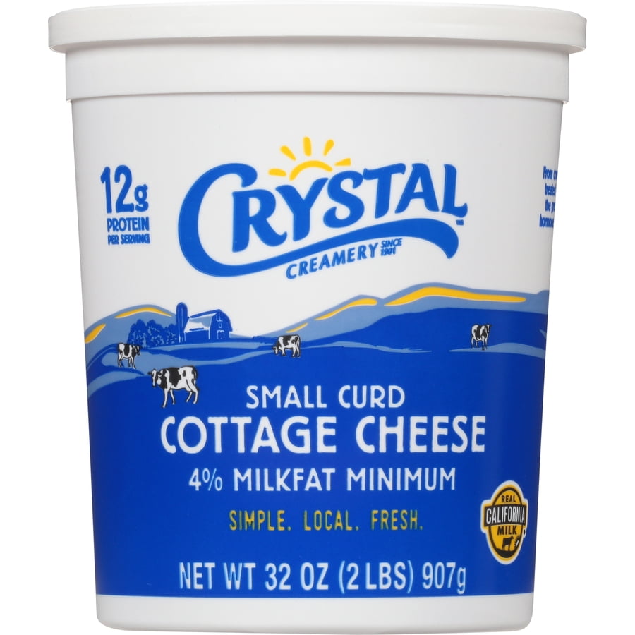 Crystal Creamery Small Curd 4% Milk Fat Cottage Cheese Plastic Tub 32 oz