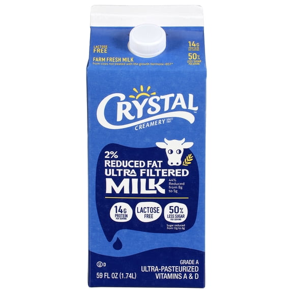 Crystal Creamery Ultra Filtered Reduced Fat 2% Milk Lactose-Free With Extra Protein 59 fl oz