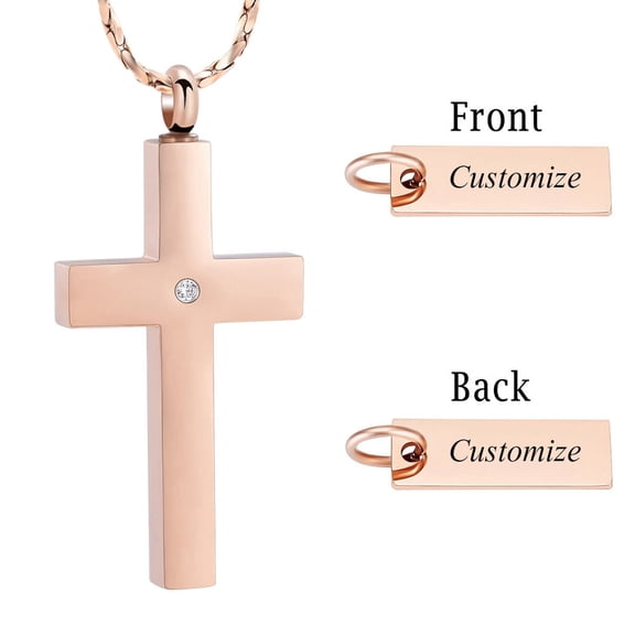 Crystal Cremation Cross Necklace for Ashes Cross Urns Locket Pendant Ashes Holder Stainless Steel Memorial Jewelry Cremation Jewelry for Women Men