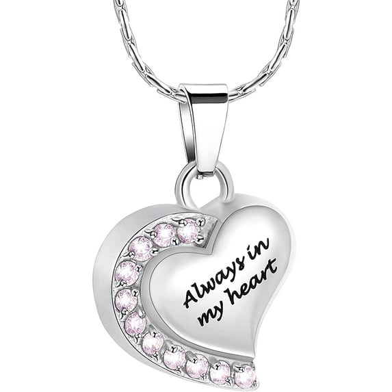 Crystal Cremation Jewelry for Ashes - Forever in My Heart Urn Pendant Necklace for Ashes Cremation Jewelry for Ashes Funeral Keepsake for Grandma Grandpa Mom Dad Papa Nana Brother Sister