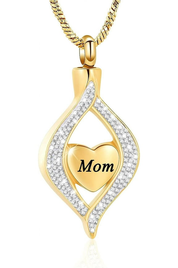 Crystal Cremation Jewelry Heart Urn Ashes Necklace for Women Mom Memorial Loved One Ashes Keepsake Necklace