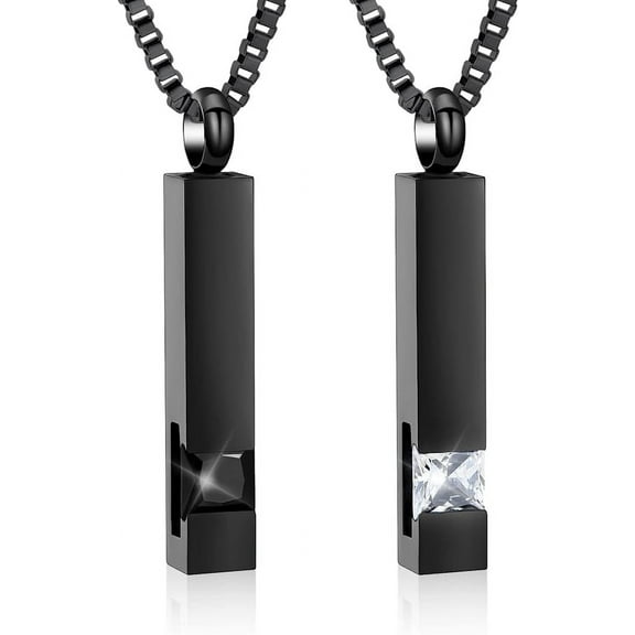 Crystal Cremation Urn Jewelry Cube Memorial Ashes Necklace Pendant Keepsake- Black Birthstone Series