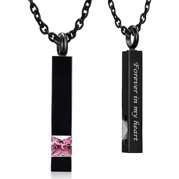 Crystal Cremation Urn Jewelry Cube Memorial Ashes Necklace Pendant Keepsake- Black Birthstone Series