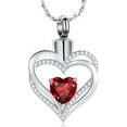 thumbnail image 1 of Crystal Cremation Urn Necklace Heart Ashes Necklace Carved Locket Stainless Steel Waterproof Memorial Urn Pendant, 1 of 6