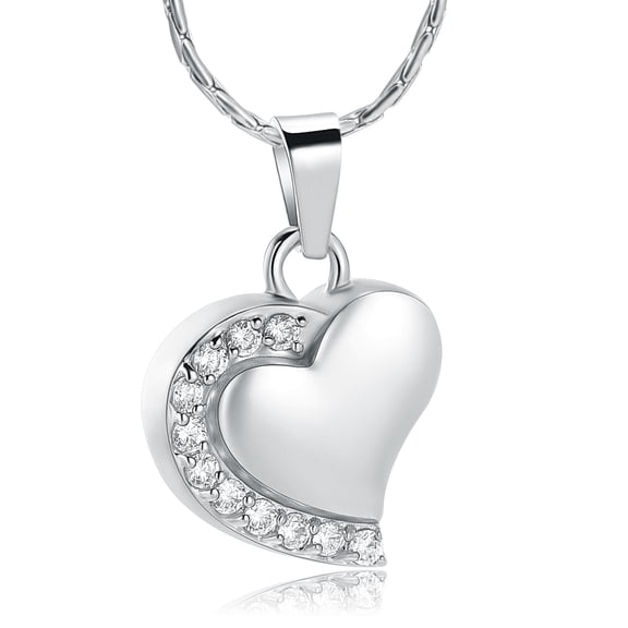 Crystal Cremation Urn Necklace for Ashes Keepsake Birthstone Cremation Jewelry Heart Ashes Necklace for Women Stainless Steel Memorial Pendant