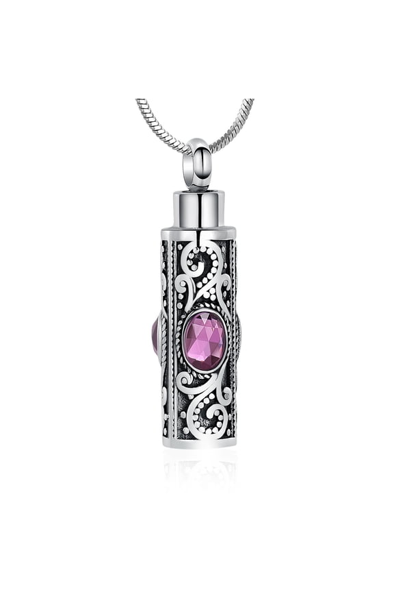 Crystal Cremation Urn Necklace for Ashes Keepsake Cremation Jewelry for Human Ashes Stainless Steel Memorial Pendant with Flower