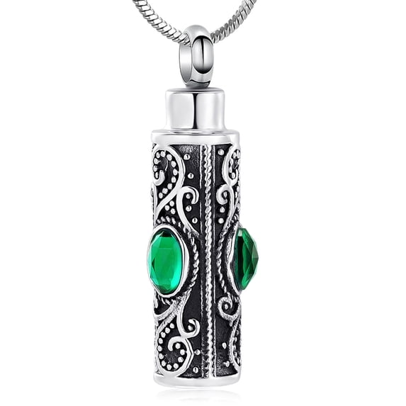 Crystal Cremation Urn Necklace for Ashes Keepsake Cremation Jewelry for Human Ashes Stainless Steel Memorial Pendant with Flower