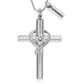 thumbnail image 1 of Crystal Cross Necklace for Ashes Birthstone Cross Urn Necklaces for Ashes Keepsake Cremation Jewelry for Pet Human Ashes, 1 of 7