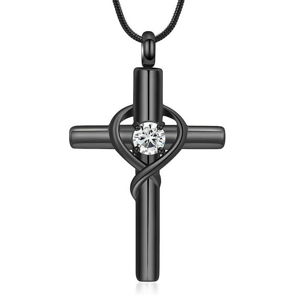 Crystal Cross Urn Necklace for Ashes Stainless Steel Cross Pendant Necklace for Men Women 20 2 Inches Chain--2023-New
