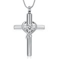 thumbnail image 1 of Crystal Cross Urn Necklace for Ashes Stainless Steel Cross Pendant Necklace for Men Women 20+2 Inches Chain--2023-New, 1 of 7