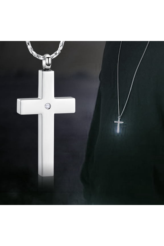 Crystal Cross Urn Necklaces for Ashes Cremation Crucifix Keepsake Memorial Pendant Necklace