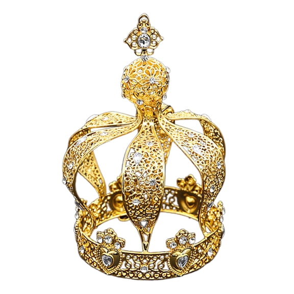 Crystal Crown Cake Topper Metal Crown Cake Topper Sparkle Rhinestones Crown Cake Decoration for Birthday Party Wedding Baby Shower Golden