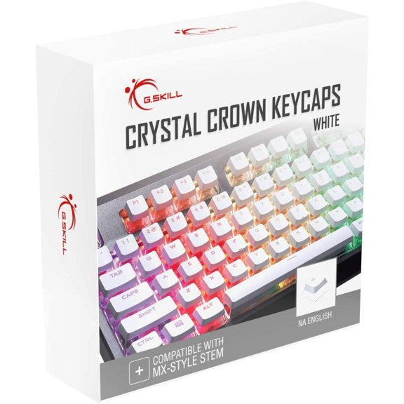 Crystal Crown Keycaps - Keycap Set with Transparent Layer for Mechanical Keyboards, Full 104 Key, Standard ANSI 104 English (US) Layout - White