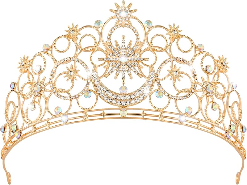 Bride Royal Queen Headband Princess Headpieces for Birthday AB Rhinestone Queen Crown Princess Headband by AW BRIDAL  main image 3