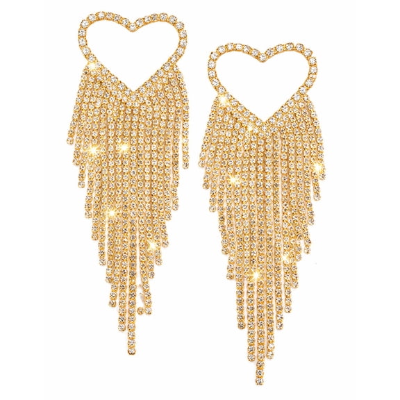 Crystal Crush Gold Heart Dangle Earrings for Women