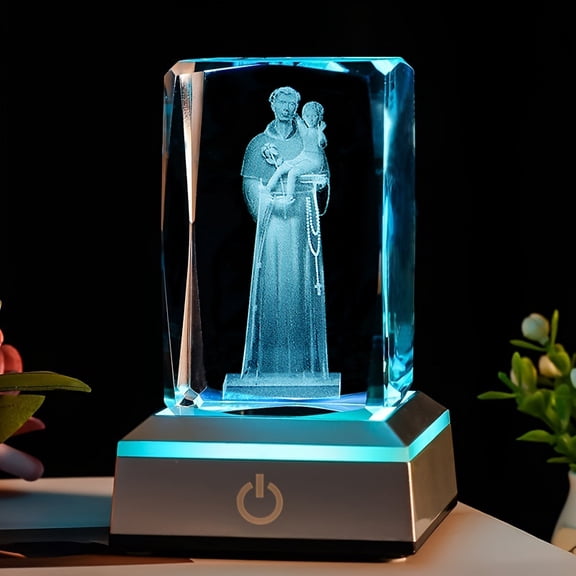 Crystal Cube - 3D Laser Engraved Color Changing LED Light Base | Premium Home Desk Decor,Night Light & PaperweightStyle 17