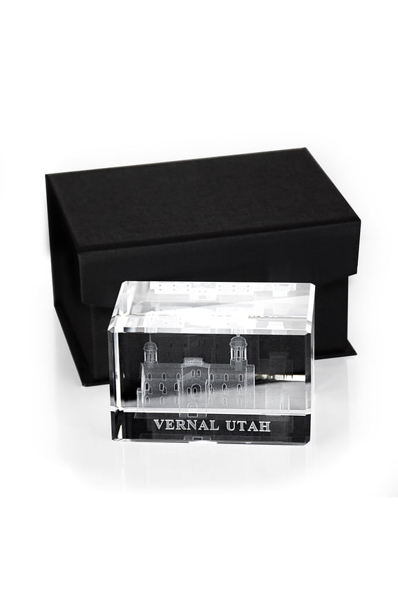 Crystal Cube Desk Decor | LDS Temple Paper Weights for Office Desk | Christian Home Decor, (Vernal Utah)