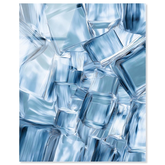 Crystal Cubes Acrylic Print Blue Abstract Art by Art Remedy, Ready to Hang, 16 x 20