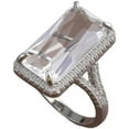 thumbnail image 1 of Crystal  Cubic Zirconia Ring for Women Adjustable Statement Rings Open Band Ring Sliver Plated Rings Eternity Promise Halo Engagement Band Jewelry, 1 of 6