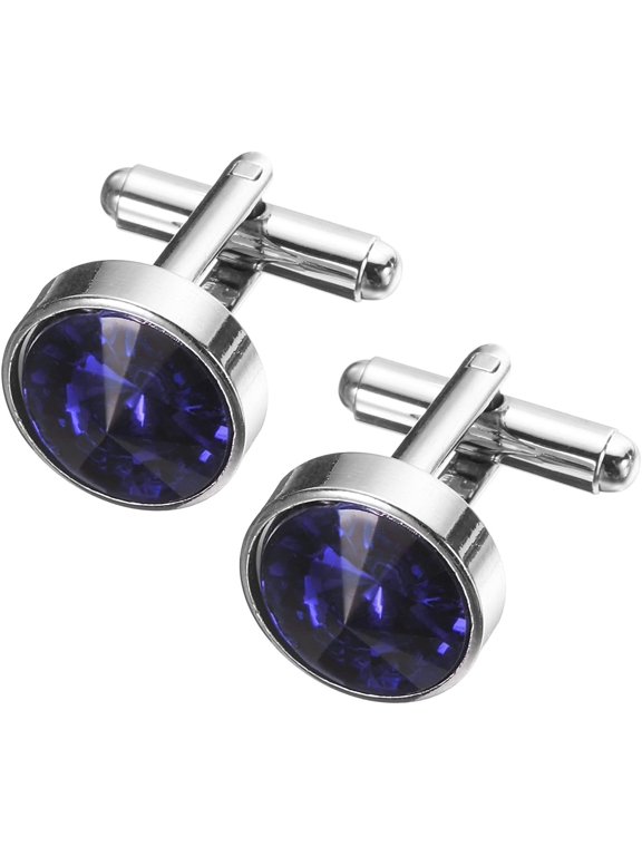 Crystal Cufflinks, Copper Round Cuff Links for Men Business Groom Wedding Party Birthday