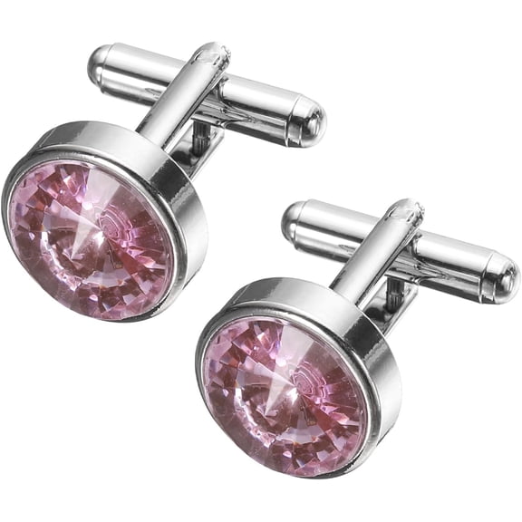 Crystal Cufflinks, Copper Round Cuff Links for Men Business Groom Wedding Party Birthday