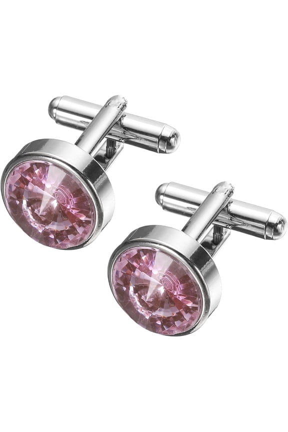 Crystal Cufflinks, Copper Round Cuff Links for Men Business Groom Wedding Party Birthday