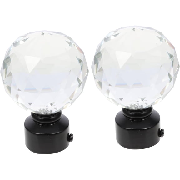 Crystal Curtain Rod Decorative Ends Black Iron Curtain Rod Caps Ornate Window Hardware for Home Decor